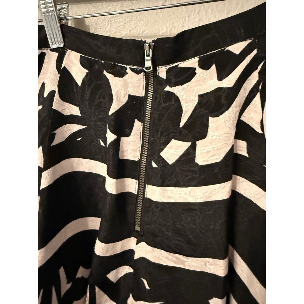 Tracy Reese Black Cream Floral Jacquard A-Line Midi Skirt with Tulle Lining 8 - Picture 4 of 11